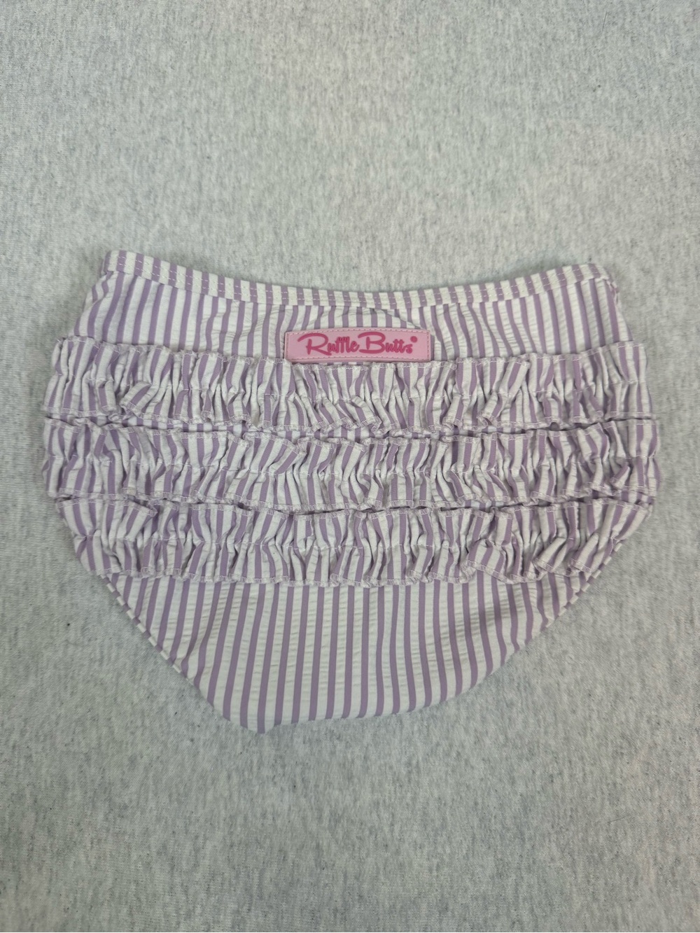 RuffleButts Seersucker Ruffle Swim Bottoms - Purple/White -‎ 4T